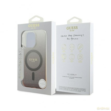 Etui Guess IML Glitter Gradient MagSafe na iPhone 16 Pro - brązowe
