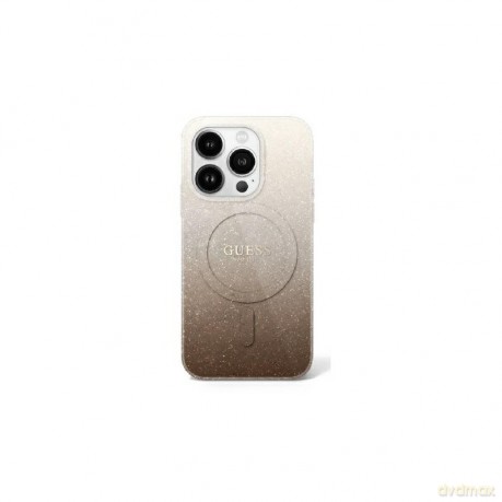 Etui Guess IML Glitter Gradient MagSafe na iPhone 16 Pro - brązowe