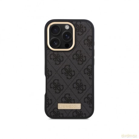 Etui Guess 4G Logo Plate MagSafe na iPhone 16 Pro - czarne