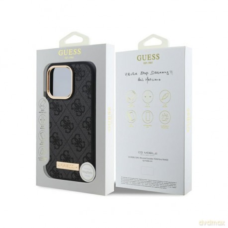 Etui Guess 4G Logo Plate MagSafe na iPhone 16 Pro - czarne