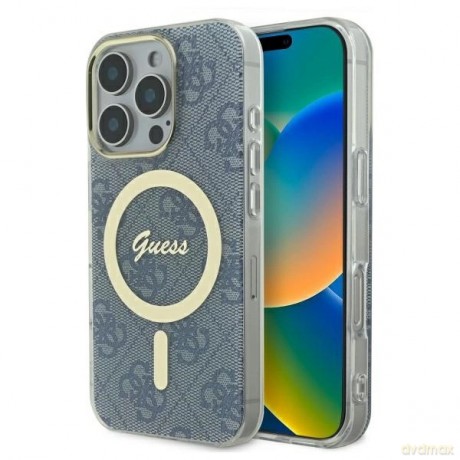 Etui Guess IML 4G MagSafe na iPhone 16 Pro Max - niebieskie