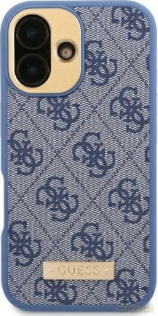Etui Guess 4G Logo Plate MagSafe na iPhone 16 Pro Max - niebieskie