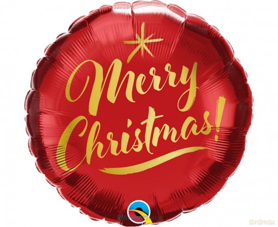 Balon foliowy Christmas Gold Script Red