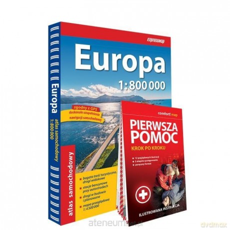 Europa atlas samochodowy 1:800 000+pierwsza pomoc [KSIĄŻKA]