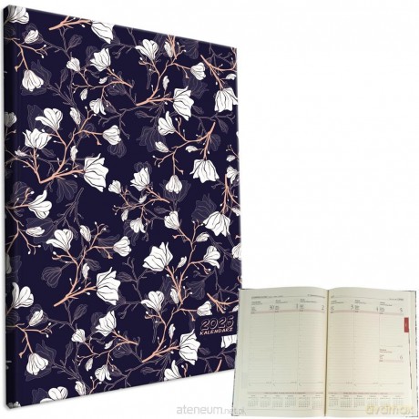 Kalendarz 2025 A4 tygodniowy Magnolie Dark Blue [KALENDARZ]