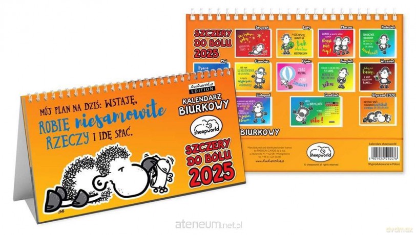 Kalendarz 2025 biurkowy Sheepworld szczery [KALENDARZ]