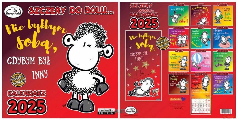 Kalendarz 2025 ścienny Classic Sheepworld szczery [KALENDARZ]