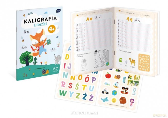 Kolorowanka A4/16K z naklejkami Kaligrafia + Zada [KSIĄŻKA]