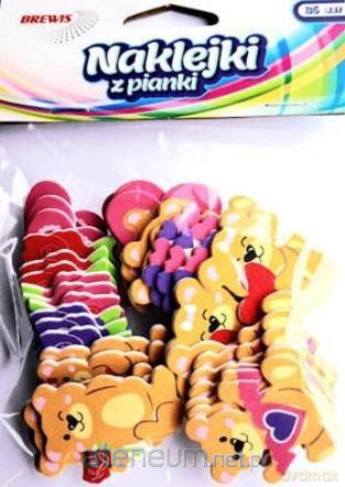 Naklejki z pianki Misie z sercem 36szt