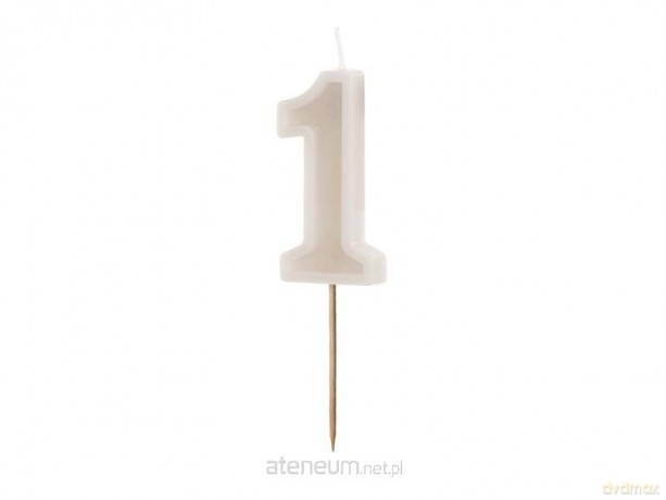 Świeczka urodzinowa 1 beżowa 6cm