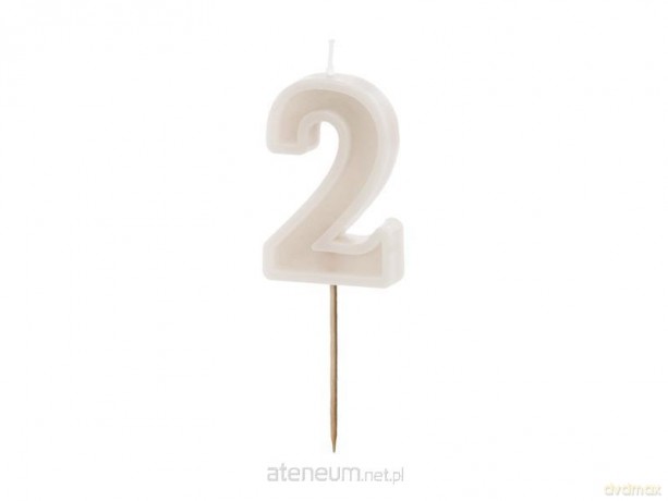Świeczka urodzinowa 2 beżowa 6cm