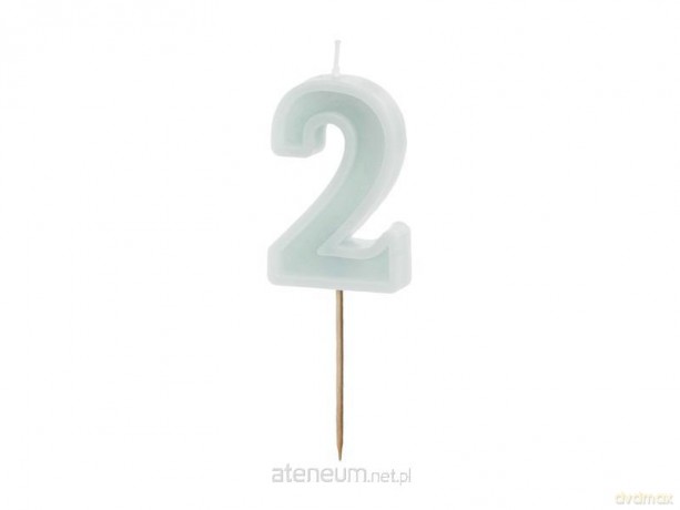 Świeczka urodzinowa 2 jasna mięta 6cm