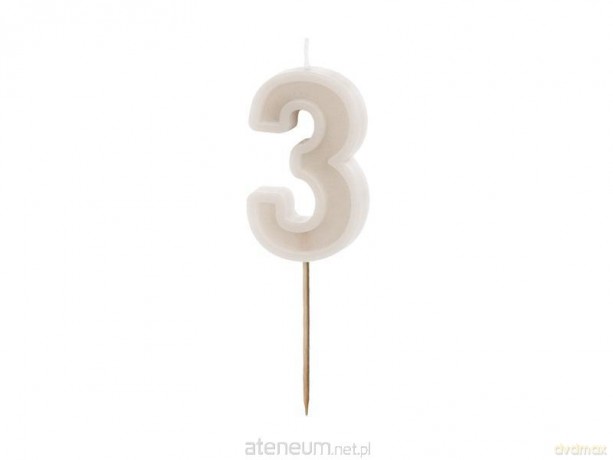 Świeczka urodzinowa 3 beż 6cm