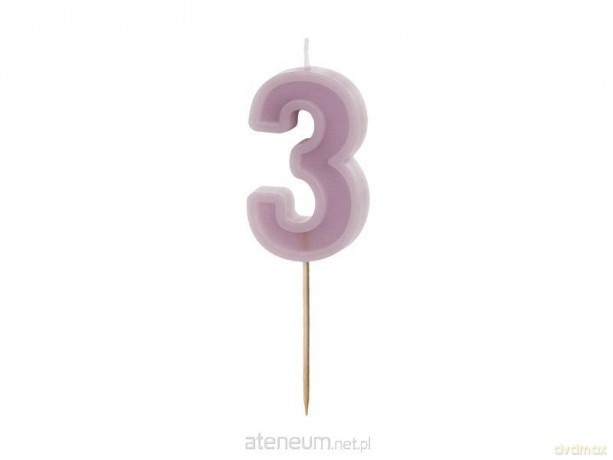 Świeczka urodzinowa 3 fiolet 6cm