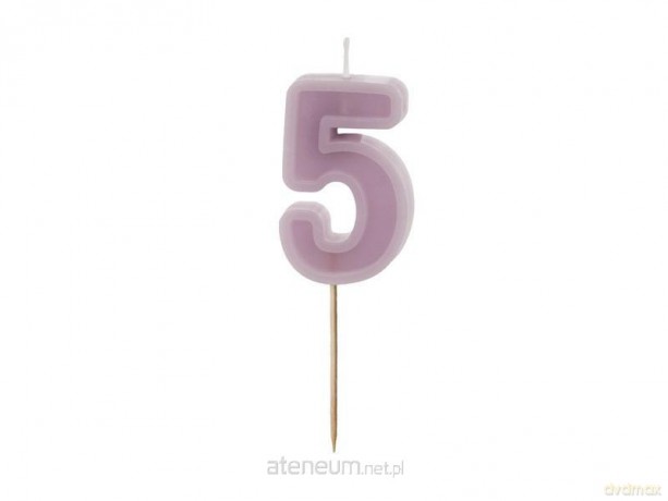 Świeczka urodzinowa 5 fiolet 6cm