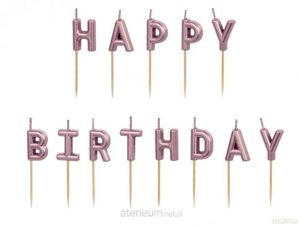 Świeczki urodzinowe Happy Birthday różowe 13szt