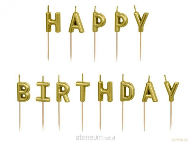 Świeczki urodzinowe Happy Birthday złoty 13szt
