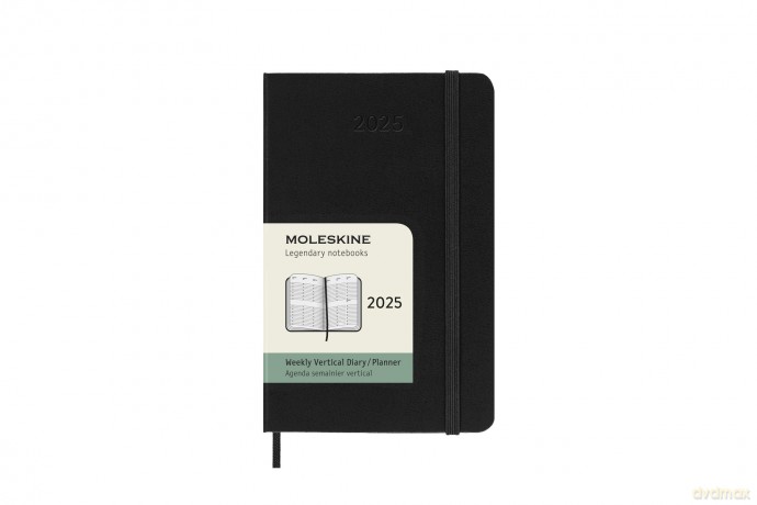 Kalendarz 2025 12M Moleskine P tygodniowy Vertykalny czarny 9x14 [KALENDARZ]
