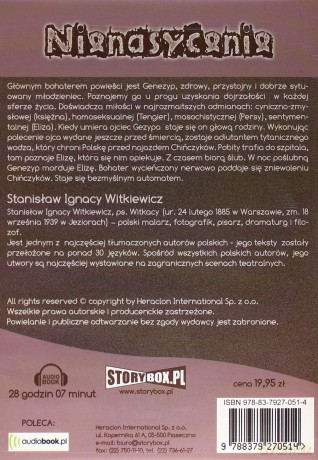 Nienasycenie - Stanisław ignacy Witkiewicz [AUDIOBOOK][CD-MP3]
