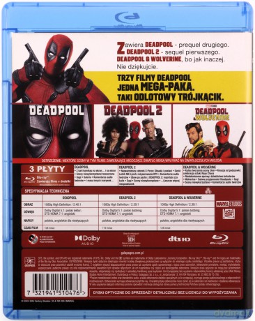 Deadpool 1-3 Kolekcja 3 Filmów [3xBlu-Ray]
