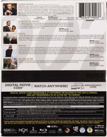 007 James Bond: The Daniel Craig Collection: Casino Royale / Quantum of Solace / Skyfall / Spectre / No Time to Die [BOX] [5xBlu-Ray 4K]+[5xBlu-Ray]