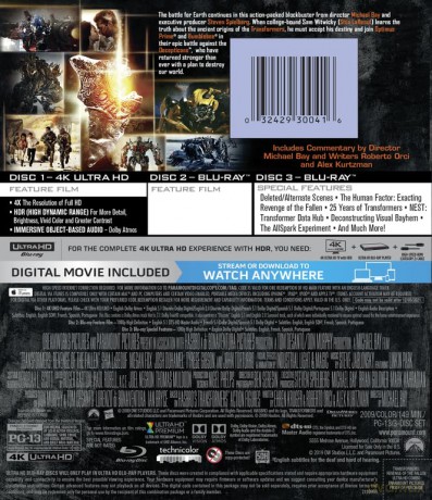 Transformers: Revenge of the Fallen (Transformers: Zemsta upadłych) [Blu-Ray 4K]+[Blu-Ray]