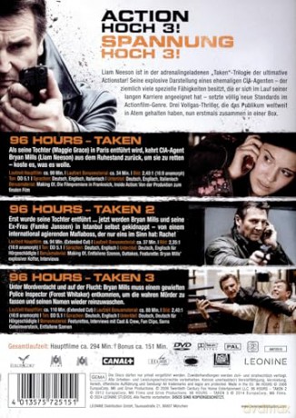 96 Hours - Taken 1-3 [DVD]