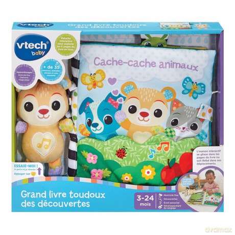 VTech - Libro in tessuto per bambini con piccolo orsacchiotto musicale e interattivo, giocattolo di risveglio sensoriale, regalo per bambini dai 3 mesi - contenuto in francese [DVD]