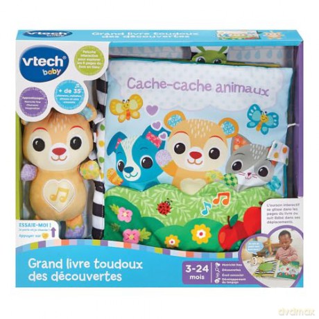 VTech - Libro in tessuto per bambini con piccolo orsacchiotto musicale e interattivo, giocattolo di risveglio sensoriale, regalo per bambini dai 3 mesi - contenuto in francese [DVD]