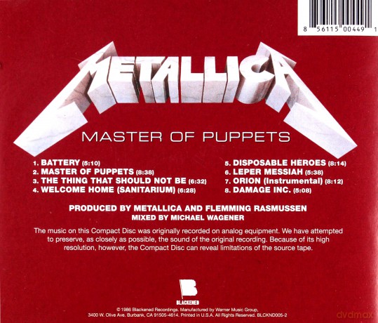 Metallica: Master of Puppets [CD]