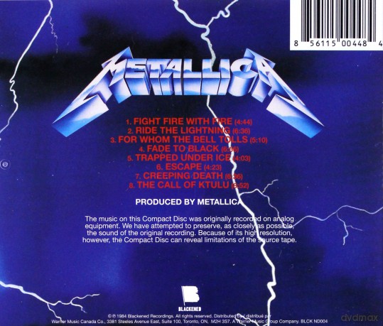 Metallica: Ride The Lightning [CD]