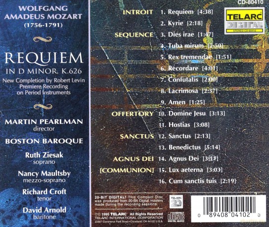 Martin Pearlman: Mozart: Requiem [CD]