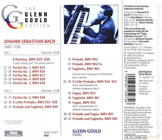 Glenn Gould: Bach: Partitas, Preludes Fugues (Glenn Gould Edition) [2CD]