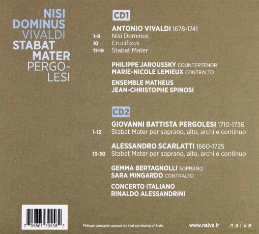 Rinaldo Alessandrini: Vivaldi Nisi Dominus, Pergolesi Stabat Mater [CD]