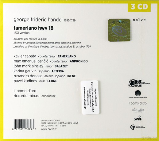 Max Emanuel Cencic: Handel Tamerlano [3CD]