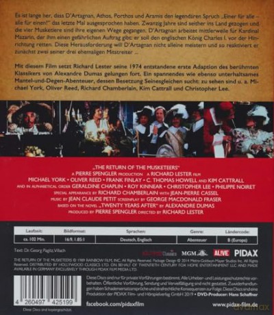 Die Rückkehr der Musketiere (Uncut Fassung) Der Legendäre Abenteuerfilm mit Starbesetzung nach dem Roman von Alexandre Dumas (OT: The Return of the Musketeers) [Blu-Ray]