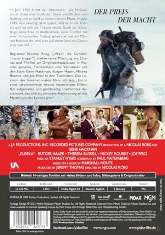 Eureka - virtuoses Meisterwerk von Nicolas Roeg - Extzentrisch brutaler Thriller in brillianter Bildqualität mit Starbesetzung wie Gene Hackman, Rutger Hauer und Theresa Russell [DVD]