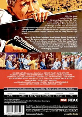 Malaya: Spannendes Kriegsdrama mit Oscar-Preisträgern Spencer Tracy und James Stewart (Pidax Film-Klassiker) [DVD]