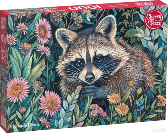 CHERRYPAZZI 1000 el. Raccoon in Flowers 30851 [PUZZLE]