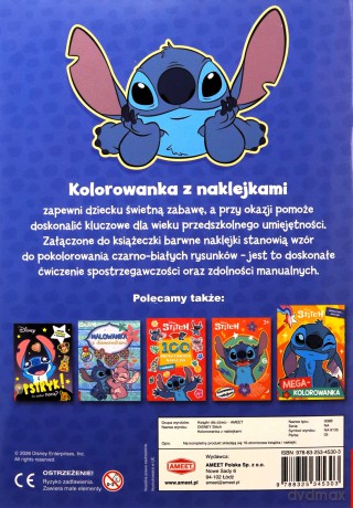 Disney Stich kolorowanka z naklejkami NA-9135 [KSIĄŻKA]