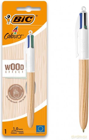 Długopis BIC 4 Colours Wood Style AST mix wzorów 1 sztuka blister