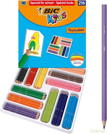 Kredki ołówkowe BIC Kids Tropicolors Zestaw 216 sztuk