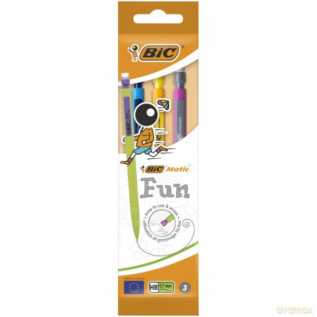 Ołówek z gumką BIC Matic Fun HB Pouch 3szt