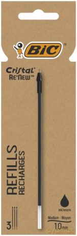 Wkład BIC Cristal Re'new Metal czarny pudełko 3szt