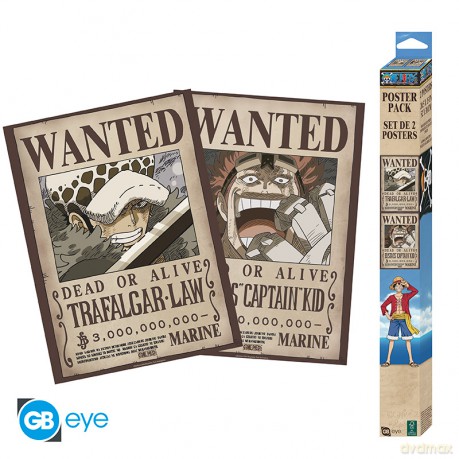ONE PIECE - Zestaw 2 plakatów Chibi 52x38 - Wanted Law & Kid