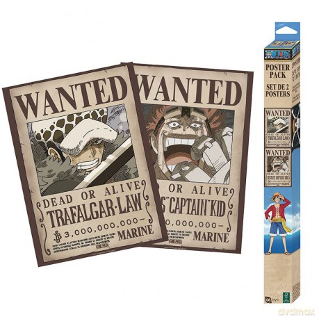 ONE PIECE - Zestaw 2 plakatów Chibi 52x38 - Wanted Law & Kid