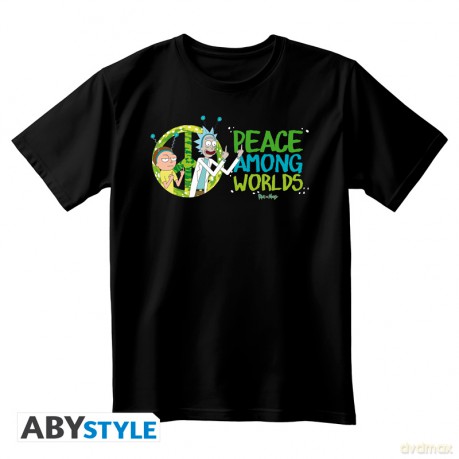 RICK AND MORTY - Unisex black Tshirt - Peace Among Worlds