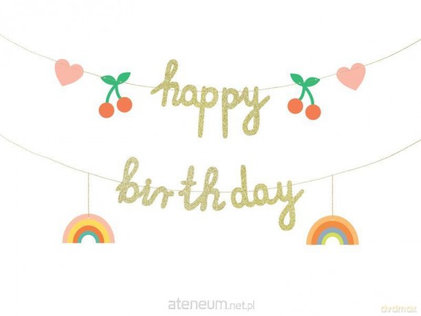 Baner papierowy Happy Birthday 100x18cm