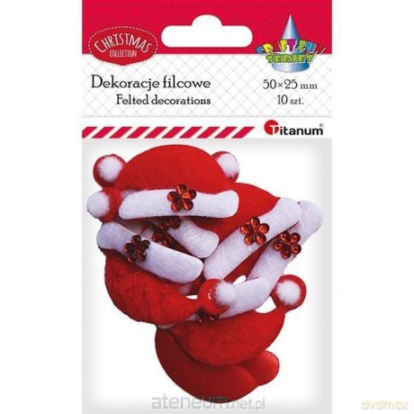 Dekoracje filcowe czapka Mikołaja 50x25mm 10szt