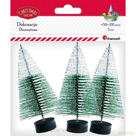 Drzewka plastikowe Choinki 10cm x 50mm 3szt ziel